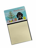 Christmas Tree and Smooth Black and Tan Dachshund Watercolor Sticky Note Holder Refillable Dispenser Desk Accessory 3x3 Pad Gift