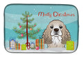 Christmas Tree and Cocker Spaniel Dish Drying Mat Absorbent Dish Drying Mat Pad for Kitchen Counter Dish Drainer Mat for Countertop, 14 x 21", Multicolor