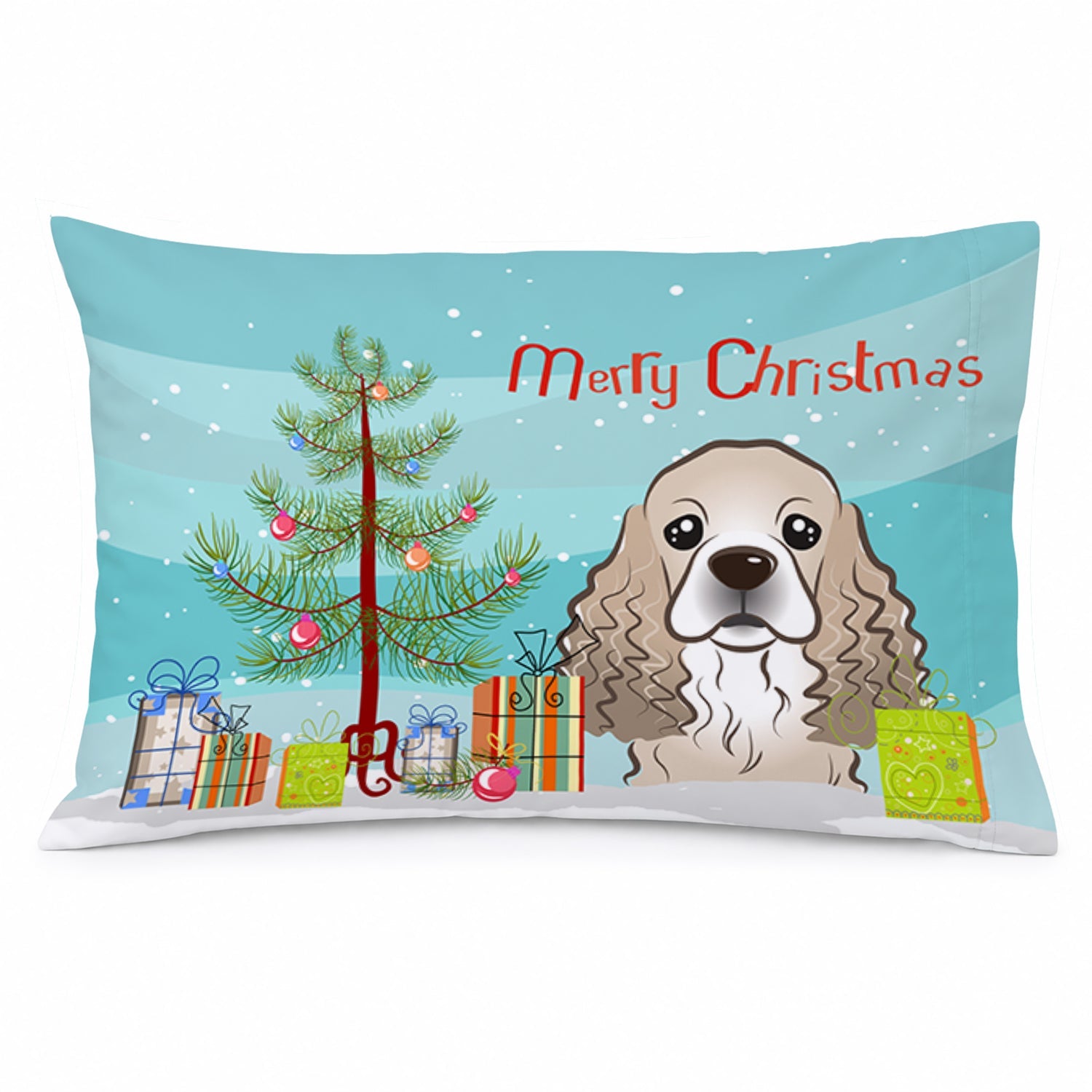 Christmas Tree and Cocker Spaniel Standard Pillowcase Lightweight Super Soft Easy Care Decorative Artwork Pillowcase, Standard