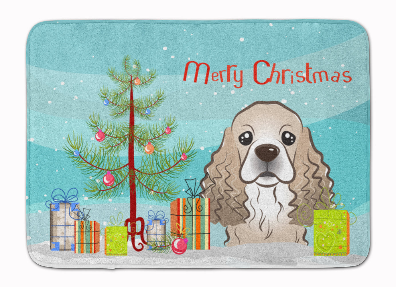 Christmas Tree and Cocker Spaniel Memory Foam Kitchen Mat Machine Washable Anti-Fatigue Cushion Comfort Bath or Kitchen Rug