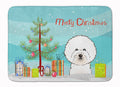 Christmas Tree and Bichon Frise Memory Foam Kitchen Mat Machine Washable Anti-Fatigue Cushion Comfort Bath or Kitchen Rug