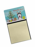 Christmas Tree and Alaskan Malamute Watercolor Sticky Note Holder Refillable Dispenser Desk Accessory 3x3 Pad Gift
