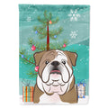 Christmas Tree and English Bulldog  House Flag 28x40 Porch Sleeve Pole Decorative Outside Yard Banner Artwork Wall Hanging, Polyester