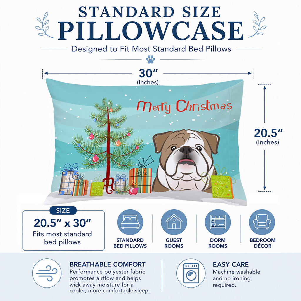 Christmas Tree and English Bulldog  Standard Pillowcase Lightweight Super Soft Easy Care Decorative Artwork Pillowcase, Standard