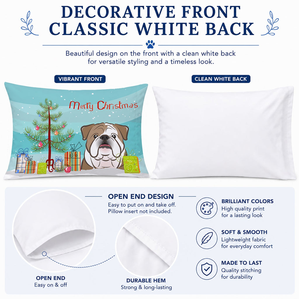 Christmas Tree and English Bulldog  Standard Pillowcase Lightweight Super Soft Easy Care Decorative Artwork Pillowcase, Standard