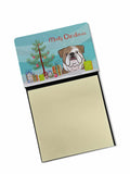 Christmas Tree and English Bulldog  Watercolor Sticky Note Holder Refillable Dispenser Desk Accessory 3x3 Pad Gift