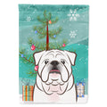 Christmas Tree and White English Bulldog  House Flag 28x40 Porch Sleeve Pole Decorative Outside Yard Banner Artwork Wall Hanging, Polyester