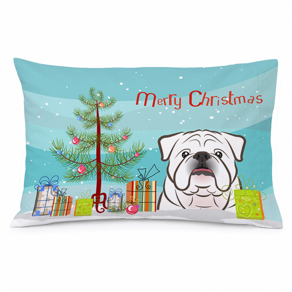 Christmas Tree and White English Bulldog  Standard Pillowcase Lightweight Super Soft Easy Care Decorative Artwork Pillowcase, Standard