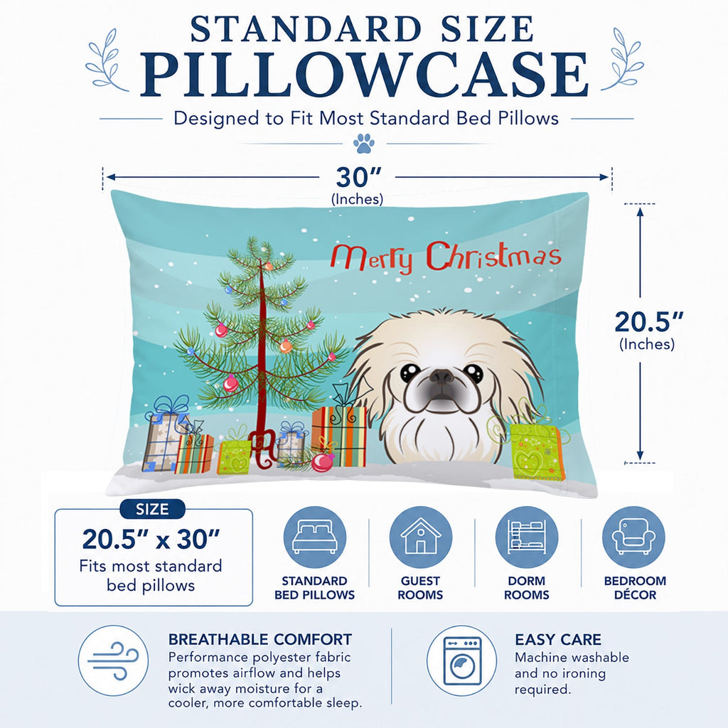 Christmas Tree and Pekingese Standard Pillowcase Lightweight Super Soft Easy Care Decorative Artwork Pillowcase, Standard