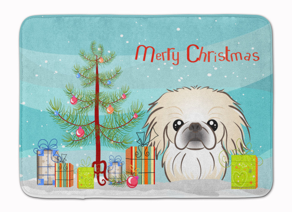 Christmas Tree and Pekingese Memory Foam Kitchen Mat Machine Washable Anti-Fatigue Cushion Comfort Bath or Kitchen Rug