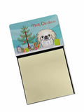 Christmas Tree and Pekingese Watercolor Sticky Note Holder Refillable Dispenser Desk Accessory 3x3 Pad Gift