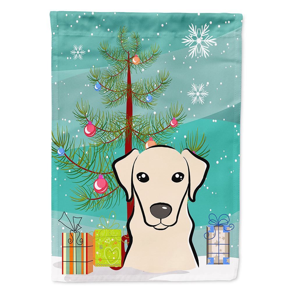 Christmas Tree and Yellow Labrador House Flag 28x40 Porch Sleeve Pole Decorative Outside Yard Banner Artwork Wall Hanging, Polyester