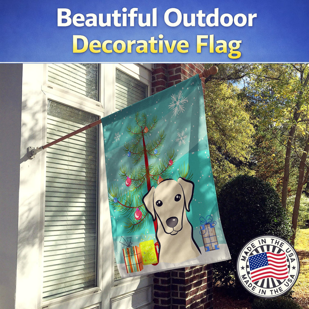 Christmas Tree and Yellow Labrador House Flag 28x40 Porch Sleeve Pole Decorative Outside Yard Banner Artwork Wall Hanging, Polyester