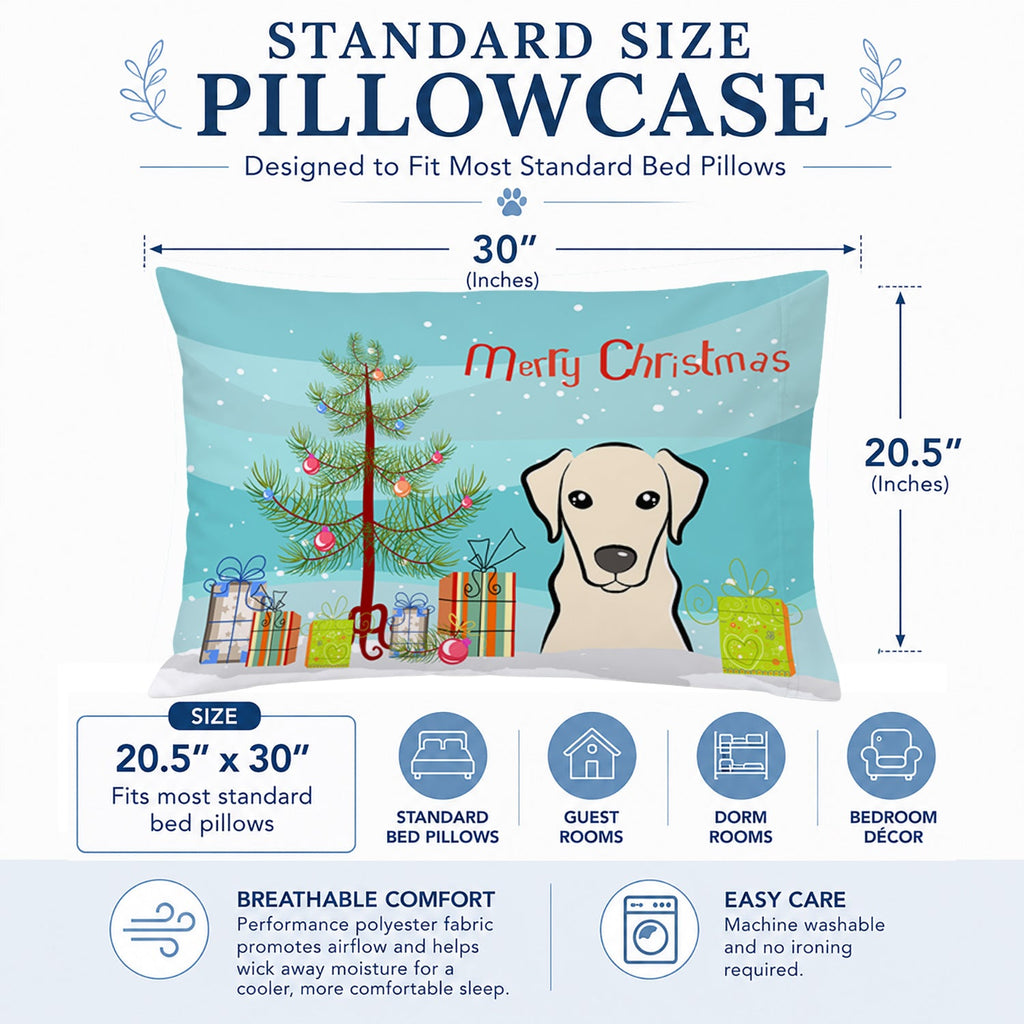 Christmas Tree and Yellow Labrador Standard Pillowcase Lightweight Super Soft Easy Care Decorative Artwork Pillowcase, Standard