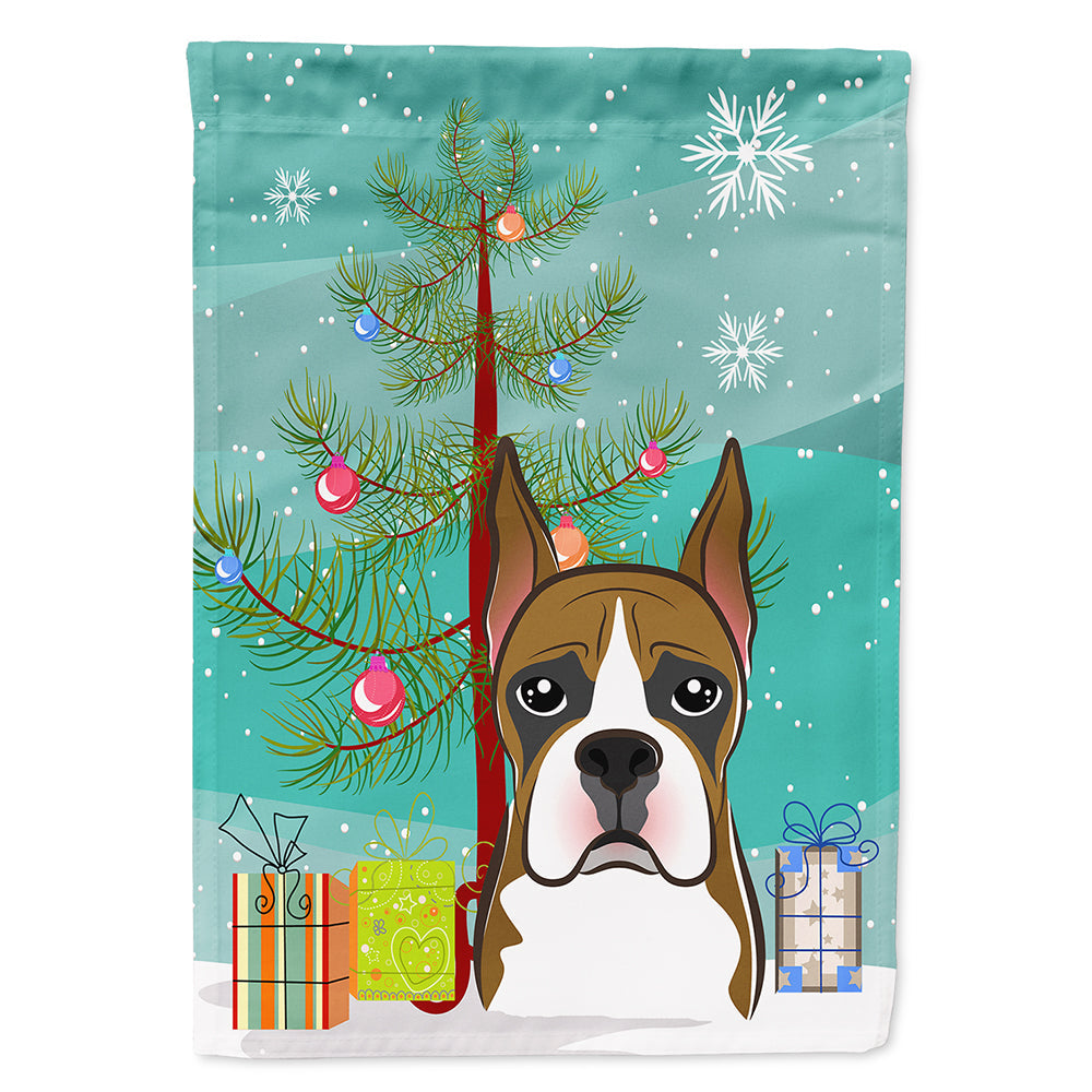 Christmas Tree and Boxer House Flag 28x40 Porch Sleeve Pole Decorative Outside Yard Banner Artwork Wall Hanging, Polyester