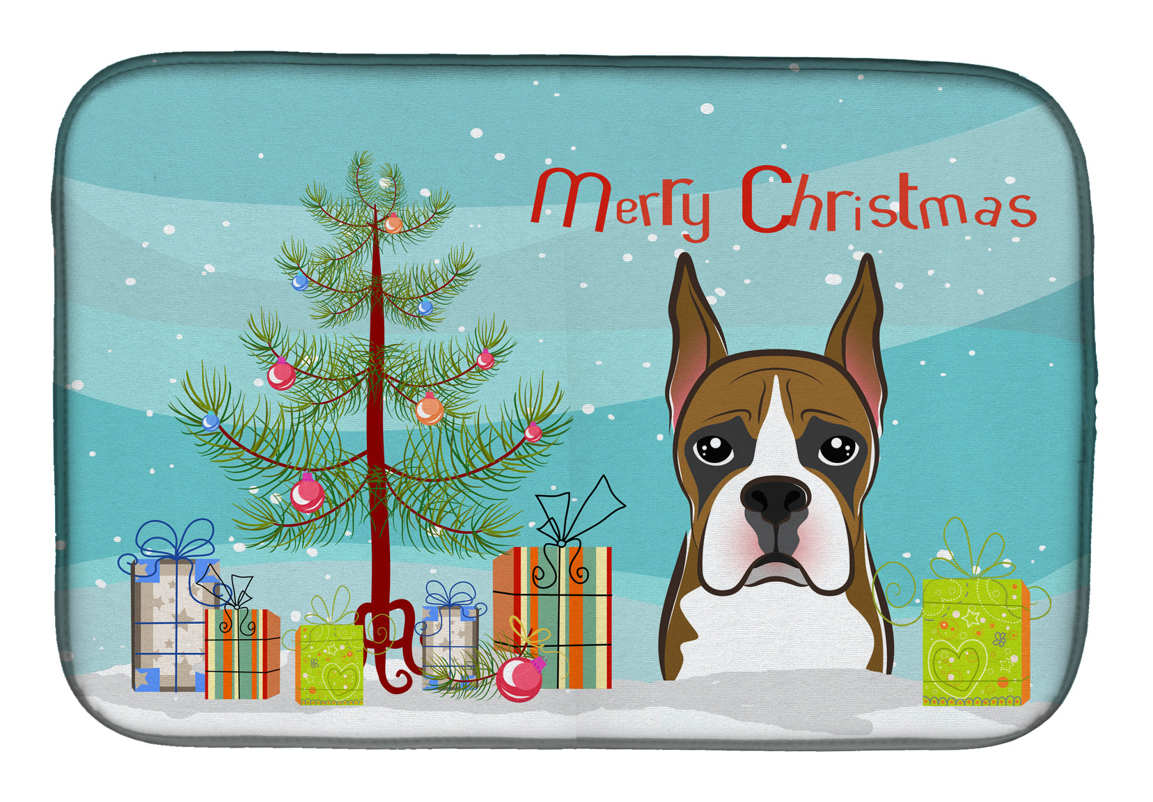 Christmas Tree and Boxer Dish Drying Mat Absorbent Dish Drying Mat Pad for Kitchen Counter Dish Drainer Mat for Countertop, 14 x 21", Multicolor