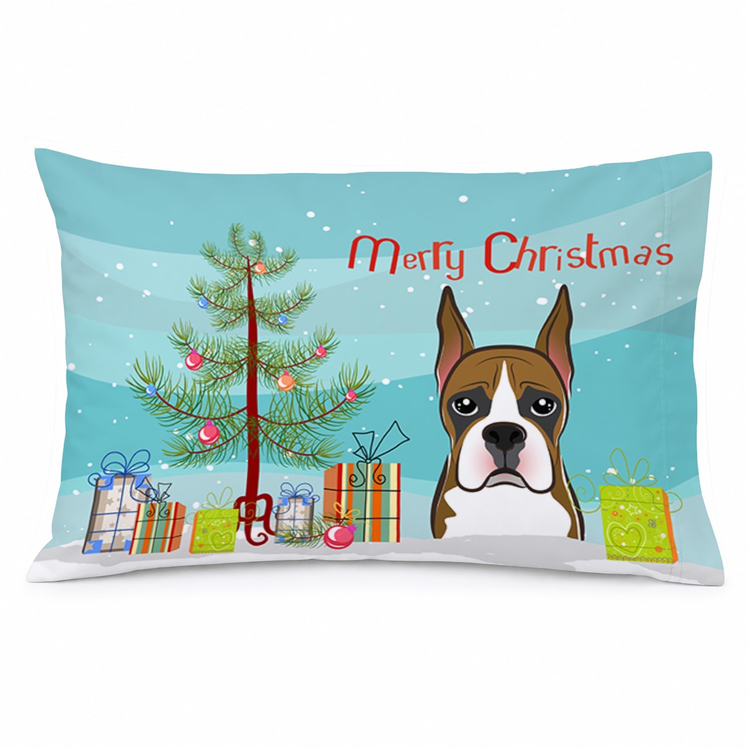 Christmas Tree and Boxer Standard Pillowcase Lightweight Super Soft Easy Care Decorative Artwork Pillowcase, Standard