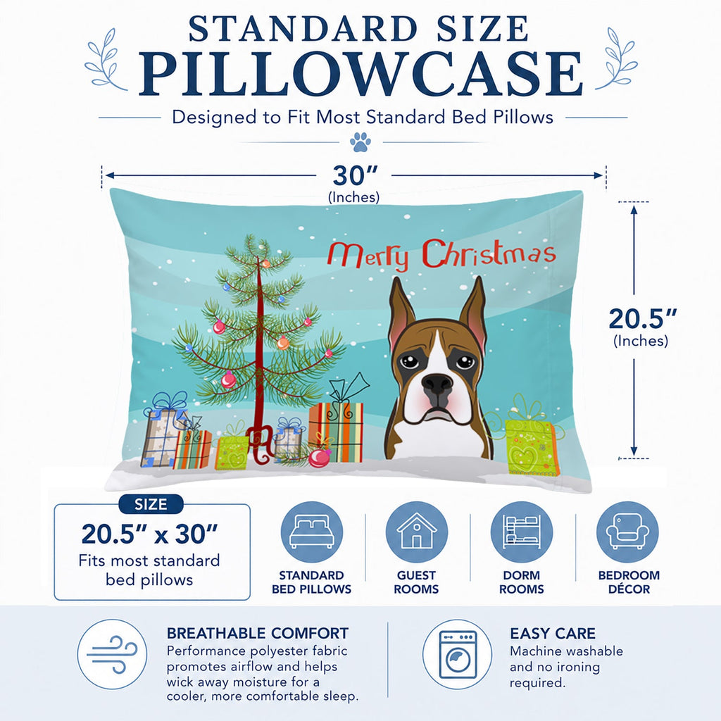 Christmas Tree and Boxer Standard Pillowcase Lightweight Super Soft Easy Care Decorative Artwork Pillowcase, Standard