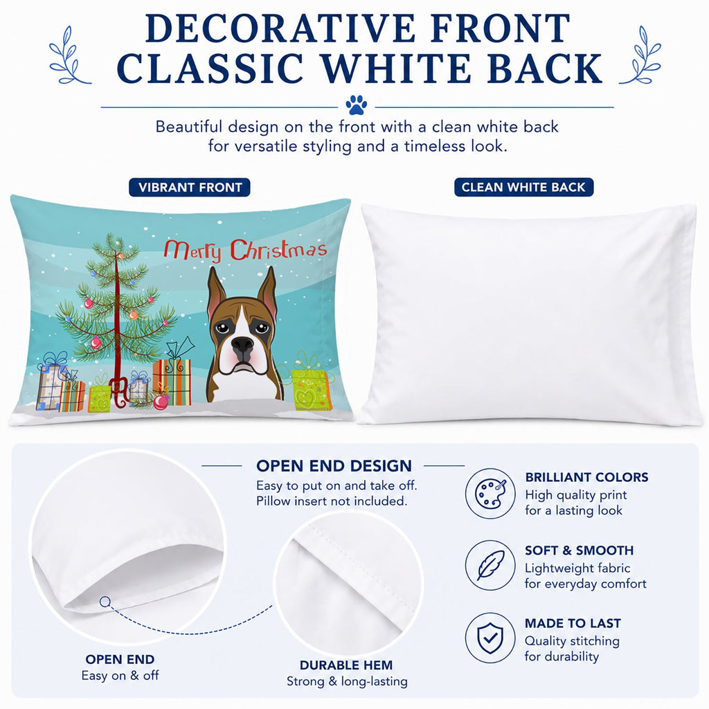 Christmas Tree and Boxer Standard Pillowcase Lightweight Super Soft Easy Care Decorative Artwork Pillowcase, Standard