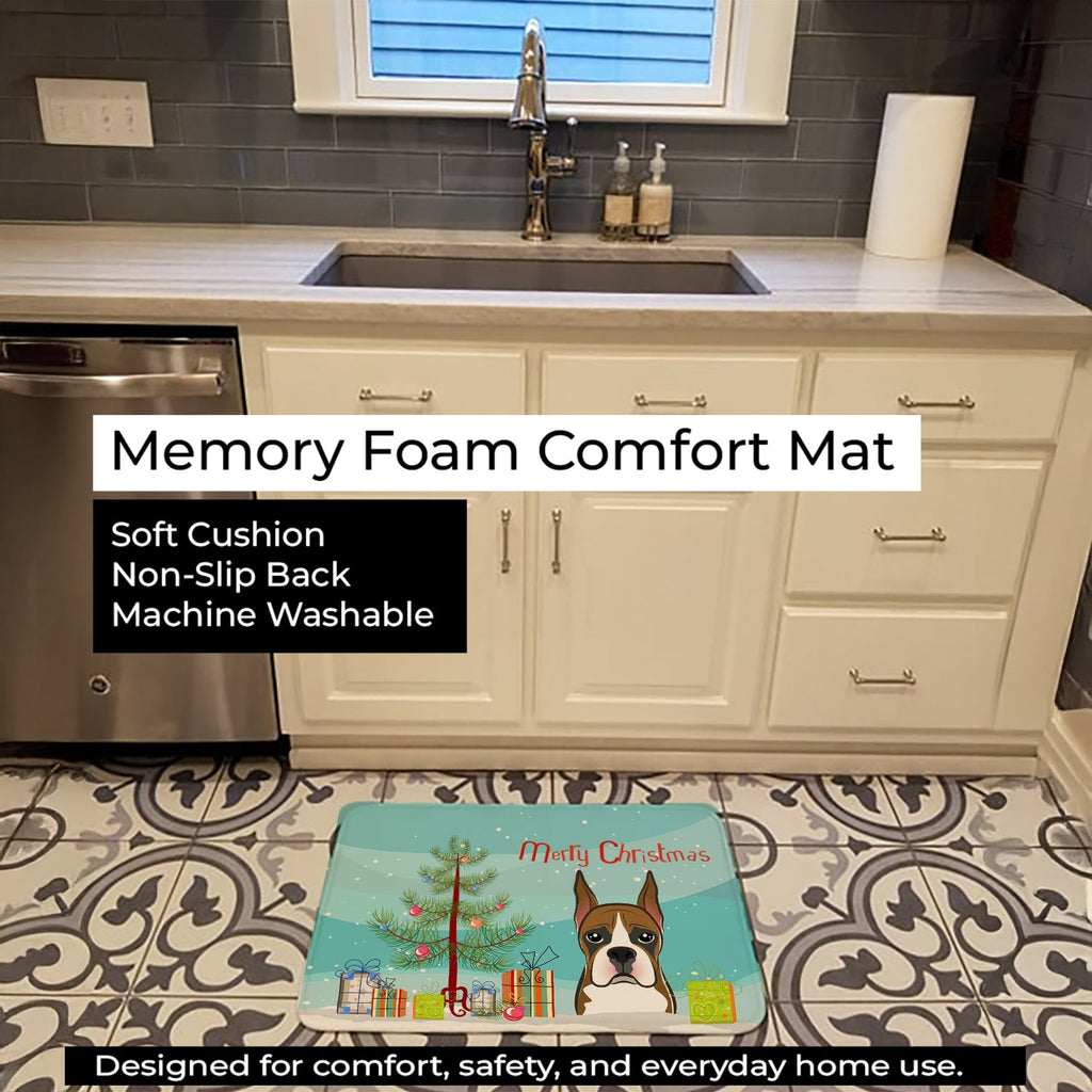 Christmas Tree and Boxer Memory Foam Kitchen Mat Machine Washable Anti-Fatigue Cushion Comfort Bath or Kitchen Rug