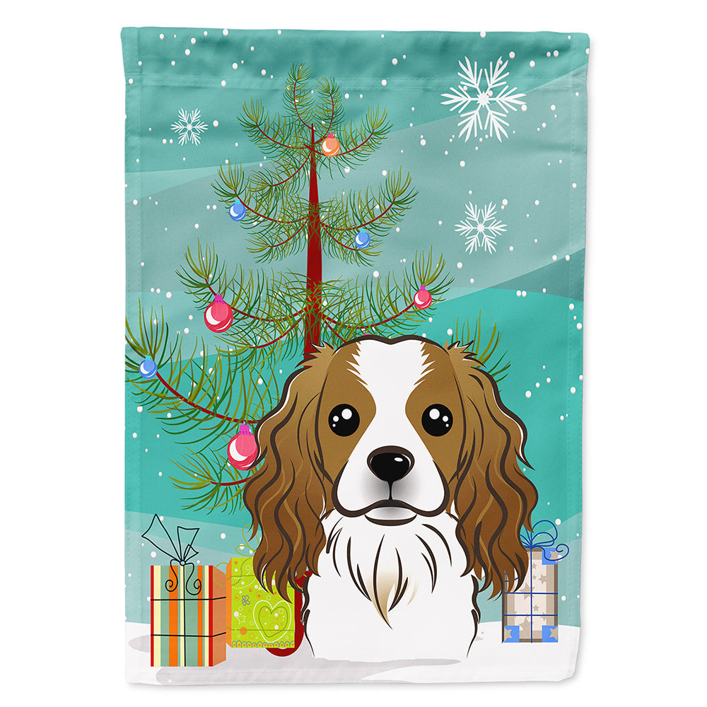 Christmas Tree and Cavalier Spaniel House Flag 28x40 Porch Sleeve Pole Decorative Outside Yard Banner Artwork Wall Hanging, Polyester