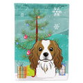 Christmas Tree and Cavalier Spaniel House Flag 28x40 Porch Sleeve Pole Decorative Outside Yard Banner Artwork Wall Hanging, Polyester