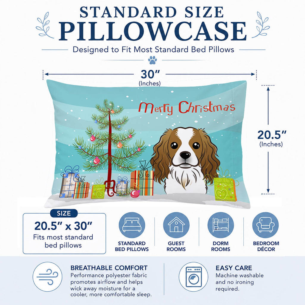 Christmas Tree and Cavalier Spaniel Standard Pillowcase Lightweight Super Soft Easy Care Decorative Artwork Pillowcase, Standard