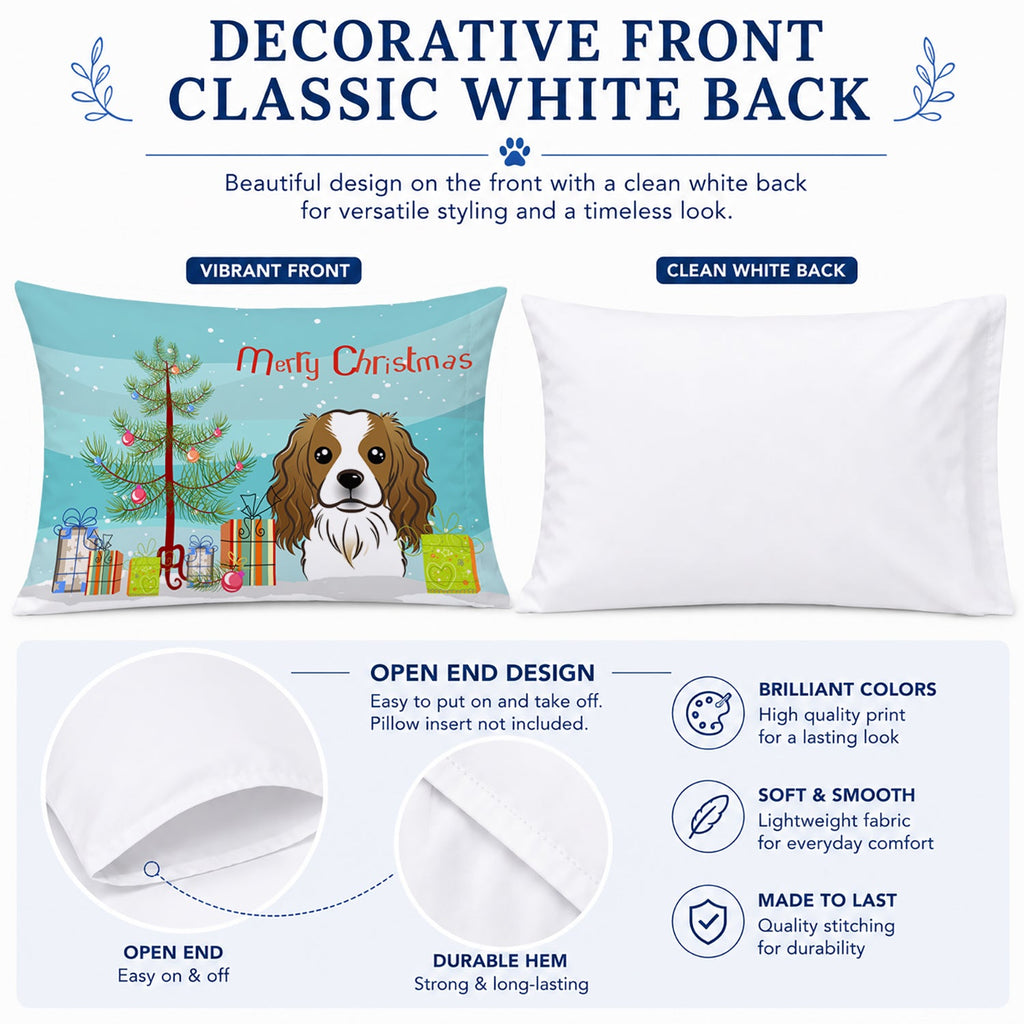 Christmas Tree and Cavalier Spaniel Standard Pillowcase Lightweight Super Soft Easy Care Decorative Artwork Pillowcase, Standard