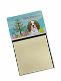 Christmas Tree and Cavalier Spaniel Watercolor Sticky Note Holder Refillable Dispenser Desk Accessory 3x3 Pad Gift