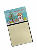 Christmas Tree and Shiba Inu Watercolor Sticky Note Holder Refillable Dispenser Desk Accessory 3x3 Pad Gift