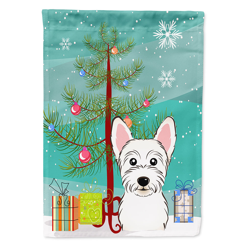 Christmas Tree and Westie House Flag 28x40 Porch Sleeve Pole Decorative Outside Yard Banner Artwork Wall Hanging, Polyester