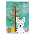 Christmas Tree and Westie House Flag 28x40 Porch Sleeve Pole Decorative Outside Yard Banner Artwork Wall Hanging, Polyester