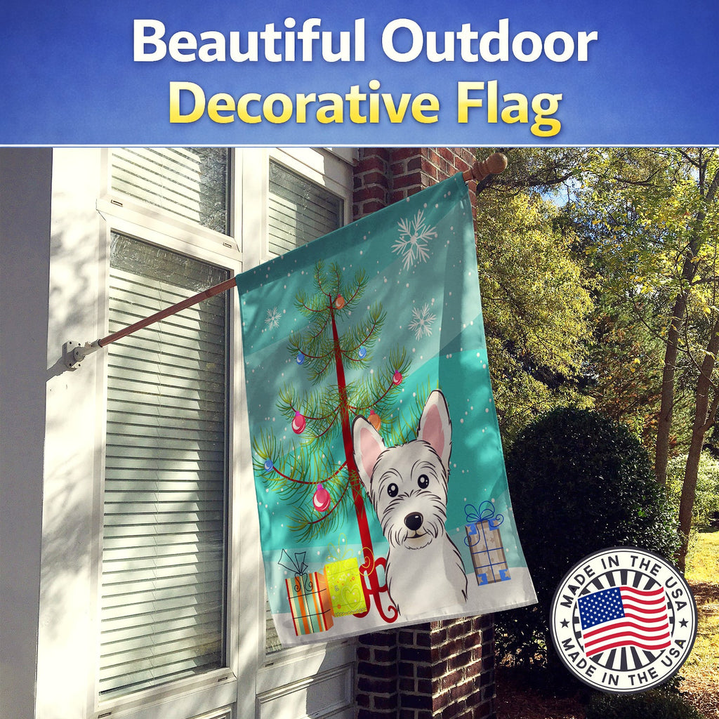 Christmas Tree and Westie House Flag 28x40 Porch Sleeve Pole Decorative Outside Yard Banner Artwork Wall Hanging, Polyester