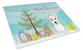 Christmas Tree and Westie Cutting Board Tempered Glass Kitchen Cutting Surface, Heat Resistant Chopping, Non-Slip Feet, Food Prep & Serving
