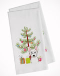 Christmas Tree and Westie Kitchen Towel Set of 2 White Dish Towels Decorative Bathroom Hand towel for Hand, Face, Hair, Yoga, Tea, Dishcloth, 19 X 28", White