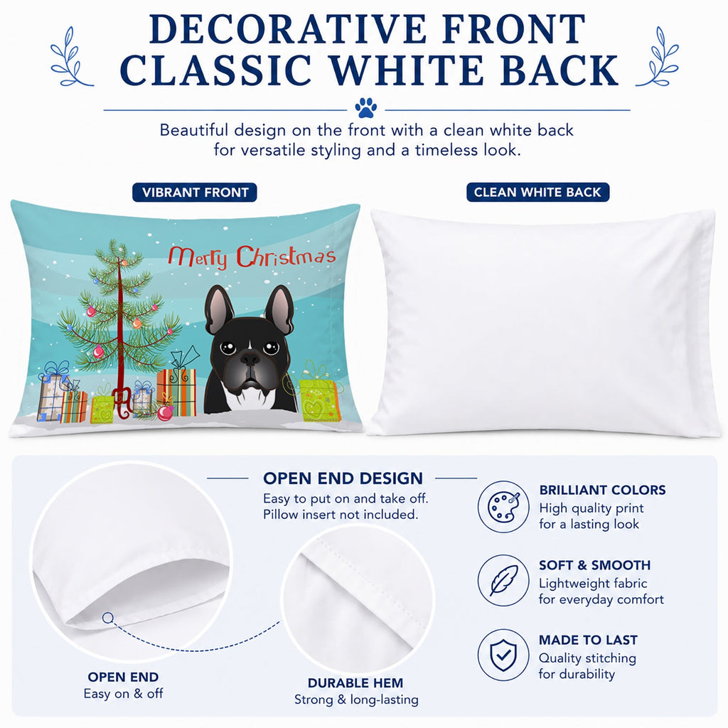 Christmas Tree and French Bulldog Standard Pillowcase Lightweight Super Soft Easy Care Decorative Artwork Pillowcase, Standard