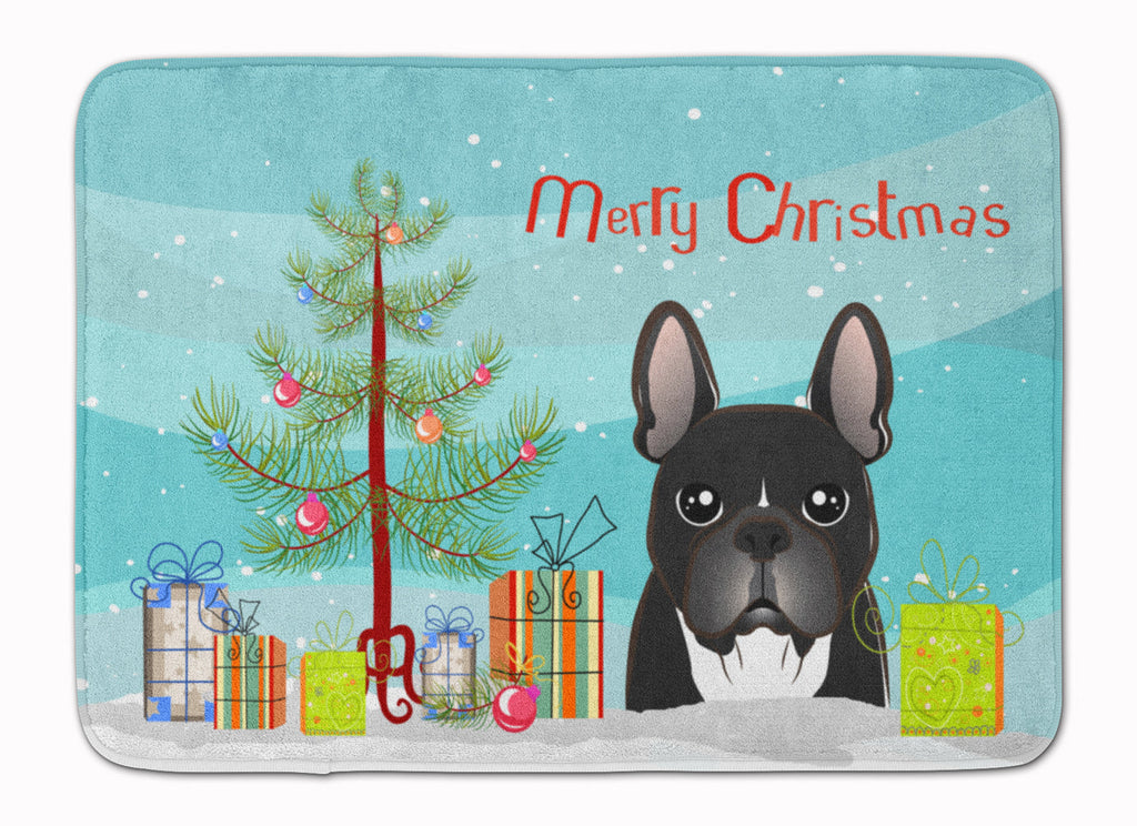 Christmas Tree and French Bulldog Memory Foam Kitchen Mat Machine Washable Anti-Fatigue Cushion Comfort Bath or Kitchen Rug