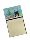 Christmas Tree and French Bulldog Watercolor Sticky Note Holder Refillable Dispenser Desk Accessory 3x3 Pad Gift