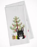 Christmas Tree and French Bulldog Kitchen Towel Set of 2 White Dish Towels Decorative Bathroom Hand towel for Hand, Face, Hair, Yoga, Tea, Dishcloth, 19 X 28", White
