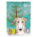 Christmas Tree and Borzoi House Flag 28x40 Porch Sleeve Pole Decorative Outside Yard Banner Artwork Wall Hanging, Polyester