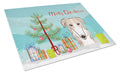 Christmas Tree and Borzoi Cutting Board Tempered Glass Kitchen Cutting Surface, Heat Resistant Chopping, Non-Slip Feet, Food Prep & Serving
