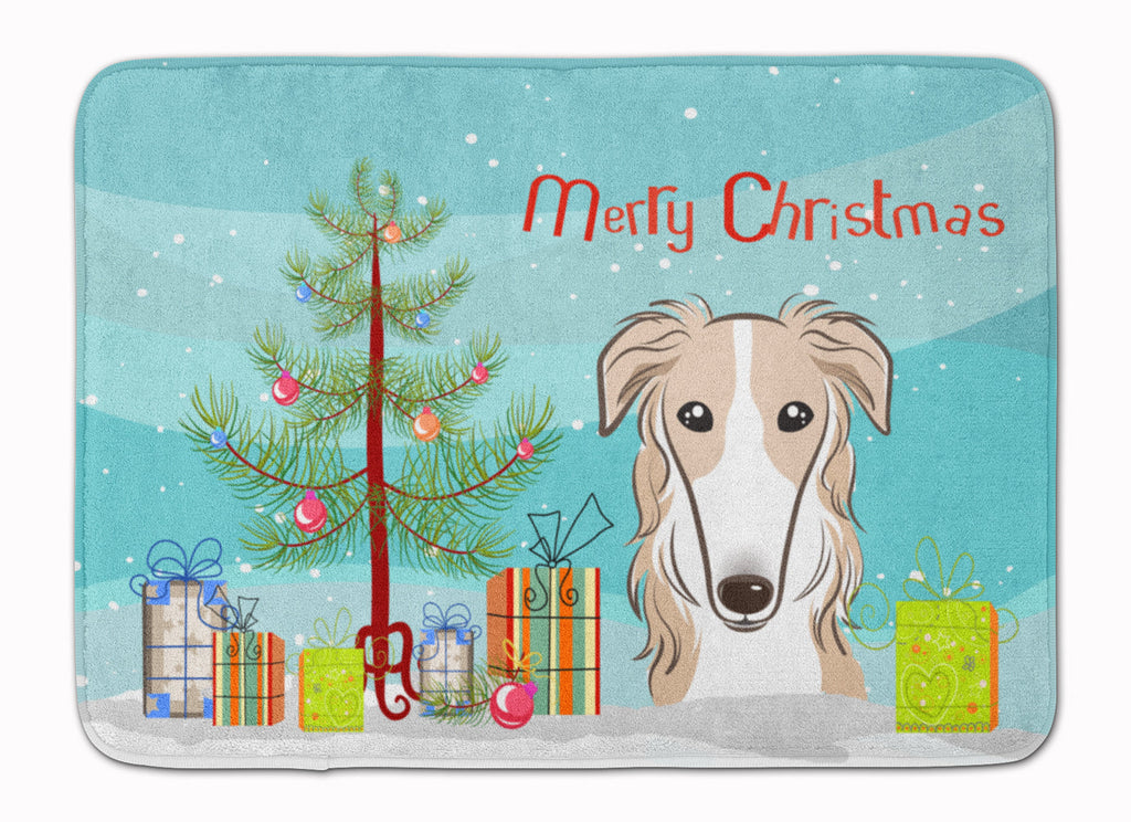 Christmas Tree and Borzoi Memory Foam Kitchen Mat Machine Washable Anti-Fatigue Cushion Comfort Bath or Kitchen Rug