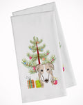 Christmas Tree and Borzoi Kitchen Towel Set of 2 White Dish Towels Decorative Bathroom Hand towel for Hand, Face, Hair, Yoga, Tea, Dishcloth, 19 X 28", White