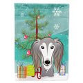 Christmas Tree and Saluki House Flag 28x40 Porch Sleeve Pole Decorative Outside Yard Banner Artwork Wall Hanging, Polyester