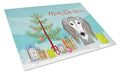 Christmas Tree and Saluki Cutting Board Tempered Glass Kitchen Cutting Surface, Heat Resistant Chopping, Non-Slip Feet, Food Prep & Serving