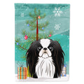 Christmas Tree and Japanese Chin House Flag 28x40 Porch Sleeve Pole Decorative Outside Yard Banner Artwork Wall Hanging, Polyester