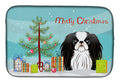Christmas Tree and Japanese Chin Dish Drying Mat Absorbent Dish Drying Mat Pad for Kitchen Counter Dish Drainer Mat for Countertop, 14 x 21", Multicolor
