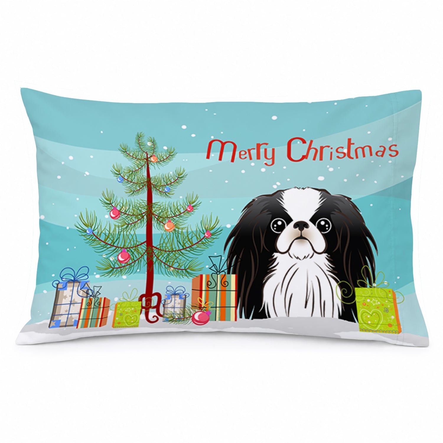 Christmas Tree and Japanese Chin Standard Pillowcase Lightweight Super Soft Easy Care Decorative Artwork Pillowcase, Standard