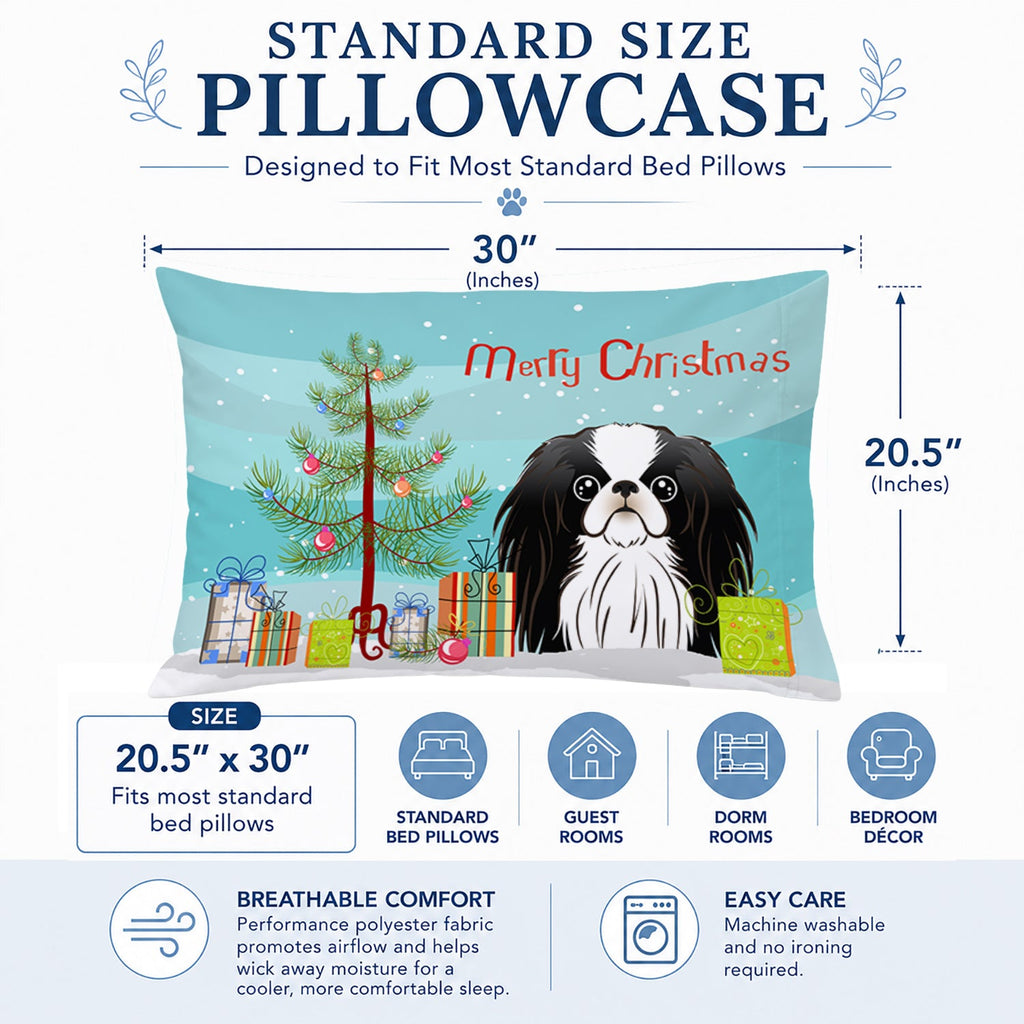 Christmas Tree and Japanese Chin Standard Pillowcase Lightweight Super Soft Easy Care Decorative Artwork Pillowcase, Standard