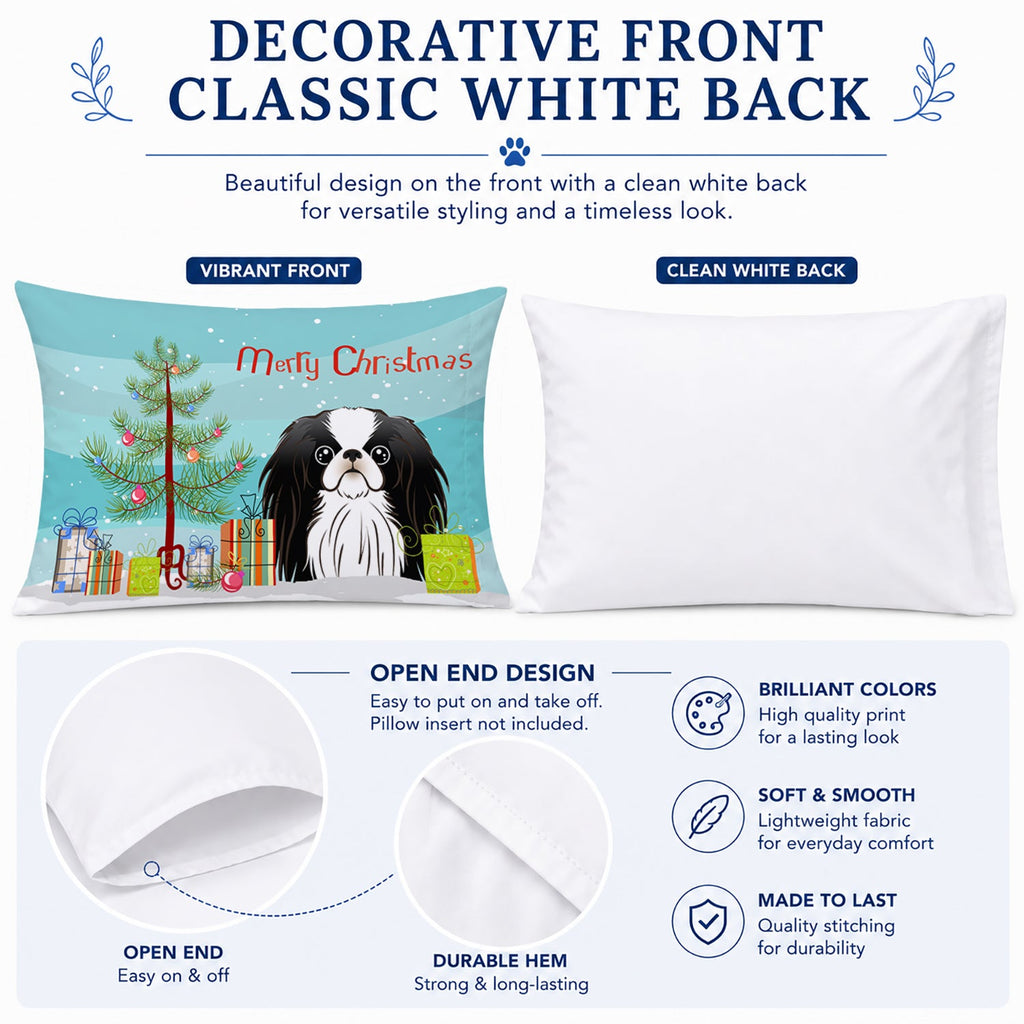 Christmas Tree and Japanese Chin Standard Pillowcase Lightweight Super Soft Easy Care Decorative Artwork Pillowcase, Standard